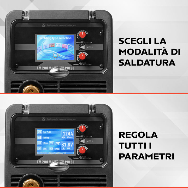 Magnum™ 224/15 LCD MIG/MAG LCD 3 in 1 Synergy DUAL PULSE Inverter Saldatrice 200A Magnum™ 224/15 LCD MIG/MAG LCD 3 in 1 Synergy DUAL PULSE Inverter Saldatrice 200A